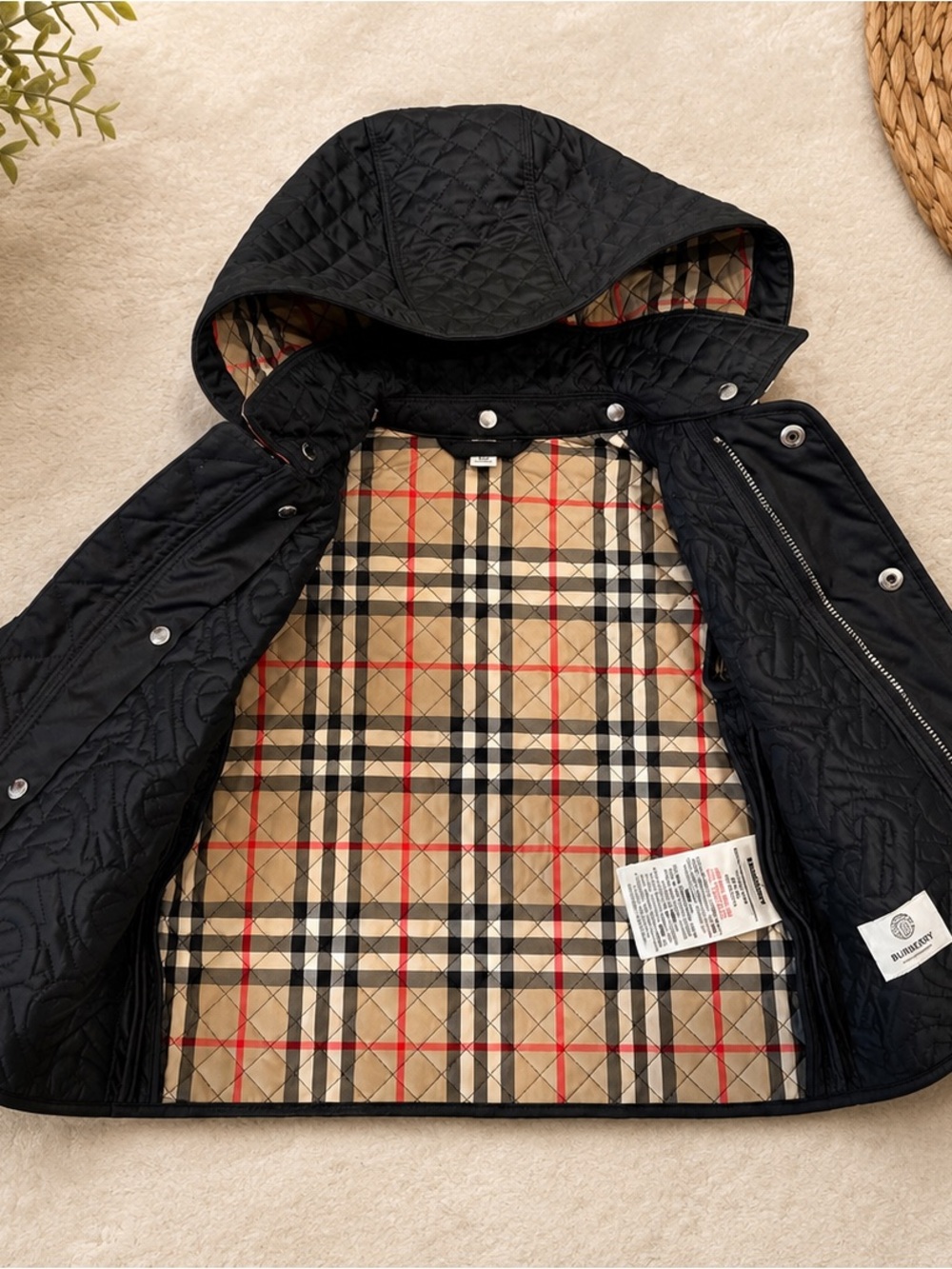 Burberry Quilted Hooded Kids Jacket - Navy - Picture 3 of 6